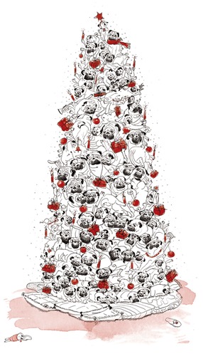 Cartoon: Keep Calm and Carry On (medium) by Mops royal tagged möpse,mops,weihnachten,weihnachtsbaum,christbaum