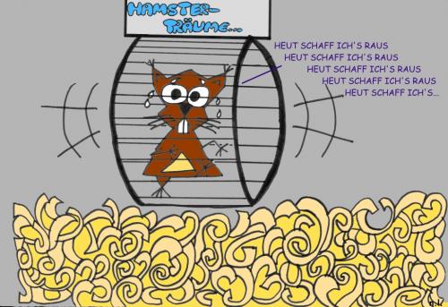 Cartoon: Hamsterträume (medium) by naLe tagged hamster,träume,raus,tiere,animals,cartoon,käfig,cage,laufrad,wheel