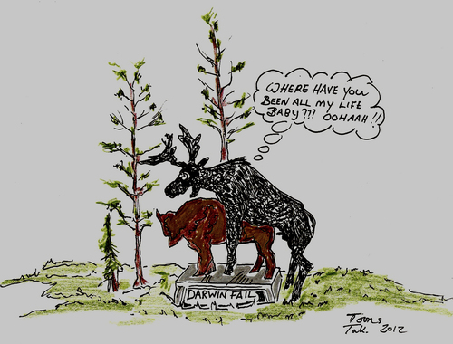 Cartoon: Darwin Fail (medium) by Toonstalk tagged darwin,moose,statue,fail,stupid,idiot,horney,mating,nature