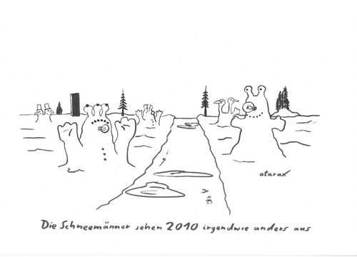 Cartoon: Schneeliens (medium) by tiefenbewohner tagged aliens,schneemänner,winter,jahr,neujahr,park,kinder,schneemann,außerirdische,2010
