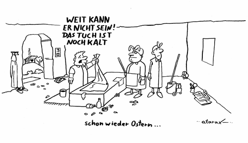 Cartoon: schon wieder Ostern (medium) by tiefenbewohner tagged ostern,jesus,auferstehung,grab
