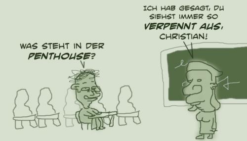 Cartoon: Penthouse (medium) by prinzparadox tagged penthouse,schule,school,müde,kalauer,wortwitz,lehrer