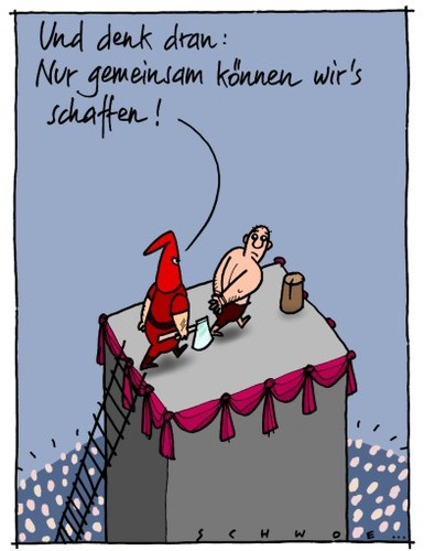 Cartoon: Gemeinsam (medium) by schwoe tagged gemeinsam,henker,schaffott,stärke,parolen