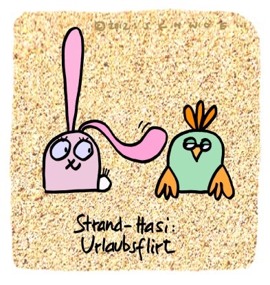 Cartoon: Hasi 44 (medium) by schwoe tagged hasi,hase,flirt,urlaub,strand,meer,sand