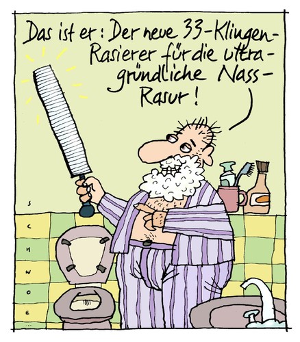 Cartoon: Nassrasur (medium) by schwoe tagged rasieren,rasur,bad,toilette