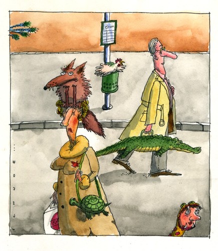Cartoon: Natur Pur (medium) by schwoe tagged tierschutz,pelzmantel,krokoleder,naturschutz,felle