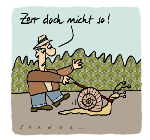 Cartoon: ZerrSchnecke (medium) by schwoe tagged schnecke,hund,erziehung,leine,gassi
