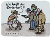 Cartoon: Bitte! (small) by schwoe tagged bitte,rollator,manieren,umgangsformen,oma,rowdy,überfall,kriminalität,höflichkeit,höfflich