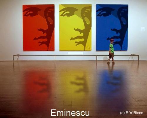 Cartoon: Eminescu Exhibition (medium) by RnRicco tagged poet,author,mihai,mihail,eminescu,romania,moldavia