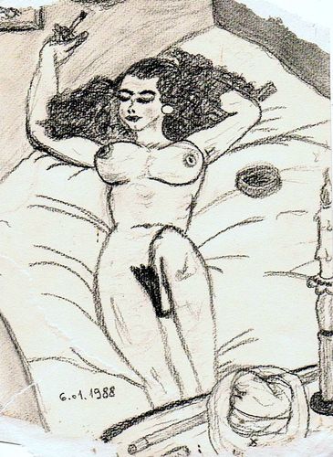 Cartoon: Ms. 69 - Street 69 (medium) by RnRicco tagged 69,smoke,cigar,boobs,pussy,girl