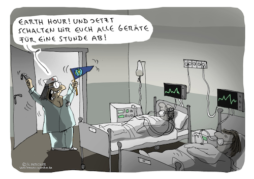 Cartoon: Earth Hour (medium) by H Mercker tagged earth,hour,erde,planet,energie,medien,aktuell,tagesaktuell,welt,licht,sparen,strom,krankenhaus,krankenschwester,hospital,gesundheit,mercker,stecker,geräte,earth,hour,erde,planet,energie,medien,aktuell,tagesaktuell,welt,licht,sparen,strom,krankenhaus,krankenschwester,hospital,gesundheit,mercker,stecker,geräte