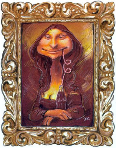 Cartoon: Mona Cola (medium) by bekesijoe tagged caricature,,mona lisa,leonardo da vinci,maler,kunst,kunstgeschichte,berühmt,coca cola,limonade,kaltgetränk,louvre,galerie,austellung,wertvoll,weltbekannt,wiedererkennungswert,mona,lisa,leonardo,da,vinci,coca,cola