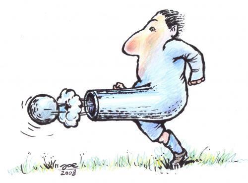 Cartoon: talent (medium) by bekesijoe tagged soccer,fußball,torschütze,spieler,sportler,fußballspieler,ball,pistole,gewehr,waffe,waffen,schießen,kanone,munition,power,kraft,torschuß