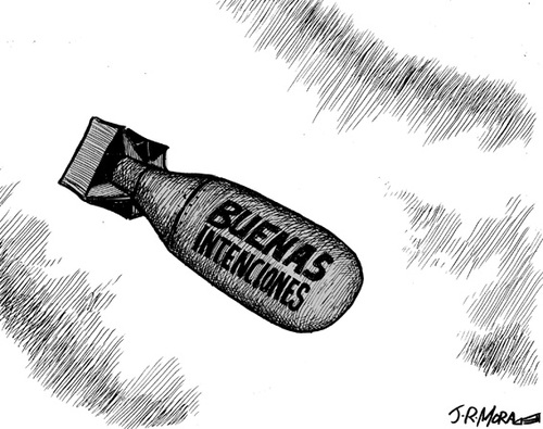 Cartoon: Buenas intenciones (medium) by jrmora tagged paz,guerra,armas,belicitas,bombas