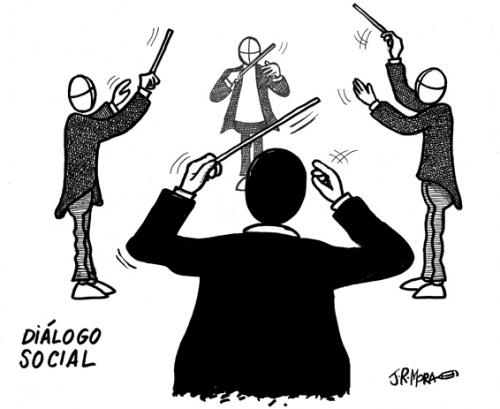 Cartoon: Dialogo social (medium) by jrmora tagged paro,trabajo,dialogo,social,empleo,desempleo,spain