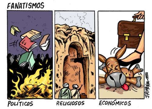 Cartoon: Fanatismos (medium) by jrmora tagged fanatismos,p2p,cultura,derechos