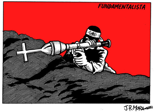 Cartoon: Fundamentalista (medium) by jrmora tagged fundamentalismo,terrorismo,religiones,atentados,noruega,oslo,terror