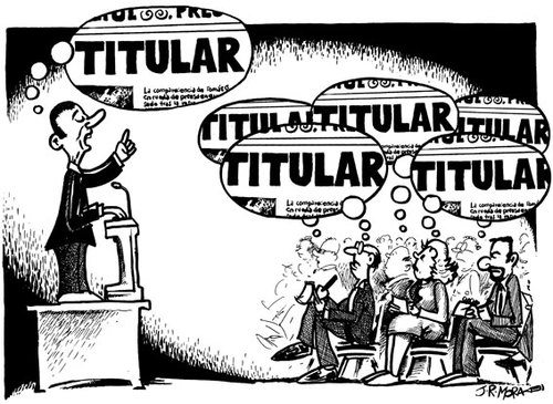 Cartoon: Titulares (medium) by jrmora tagged prensa,periodistas,politicos,informacion,opinion