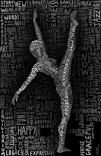 Cartoon: The Dancer (medium) by BenHeine tagged dancer,the,grace,woman,harmony,ben,heine,move,body,corps,calligraphy,typography,dance,femme,sport,art,theartistery