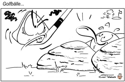 Cartoon: Hinter Steinen... (medium) by cwtoons tagged sport,golf,stein,steine,versteck