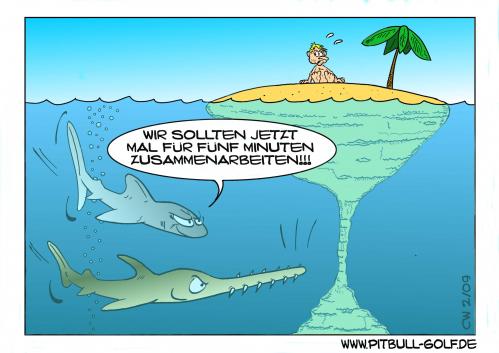 Cartoon: Ohne Titel (medium) by cwtoons tagged hai,insel,sägefisch,fisch,palme