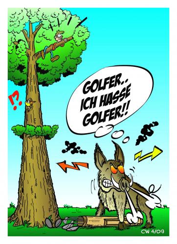 Cartoon: ohne Titel (medium) by cwtoons tagged schwein,wildschwein,sport,golf,baum