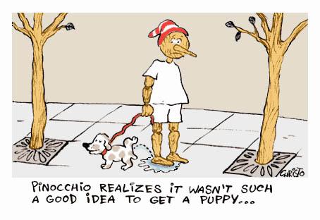 Cartoon: Pinocchio s puppy (medium) by Christo Komarnitski tagged cartoon,comic,pinocchio