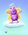 Cartoon: Fair Bear Hugs (small) by SuperSillyStudios tagged fairy,bear,angel,cloud,pink,teddy,halo,whimsical,fantasy,bee