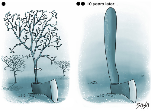 Cartoon: Enviroment (medium) by bacsa tagged tree