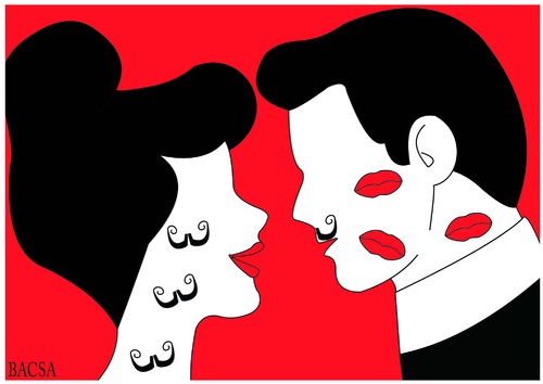 Cartoon: Kiss (medium) by bacsa tagged kiss