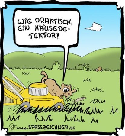 Cartoon: Team Rasenmäher und Katze (medium) by Clemens tagged rasenmäher,detektor,katze,maus