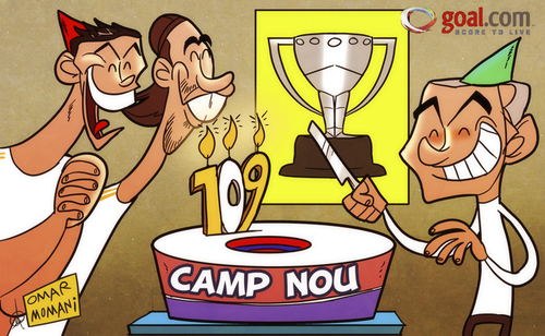 Cartoon: 109 not out! (medium) by omomani tagged camp,nou,cristiano,ronaldo,khedira,la,liga,mourinho,real,madrid