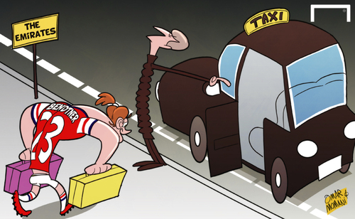 Cartoon: Bendtner looks set for exit (medium) by omomani tagged arsenal,nicklas,bendtner,wenger