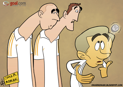 Cartoon: Benzema or Higuain (medium) by omomani tagged spain,madrid,real,portugal,mourinho,liga,la,higuain,france,benzema,argentina