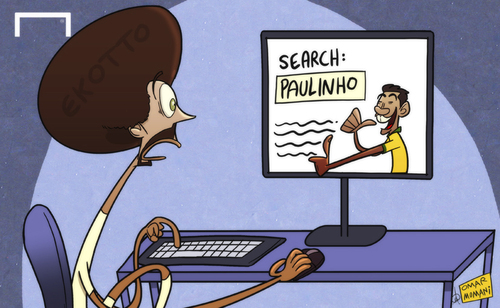 Cartoon: Ekotto reads up on Paulinho (medium) by omomani tagged benoit,assou,ekotto,paulinho,tottenham