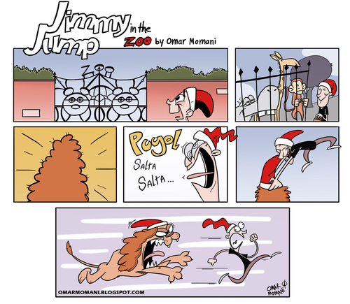 Cartoon: Jimmy Jump in the Zoo (medium) by omomani tagged jimmy,jump,zoo,lion,puyol