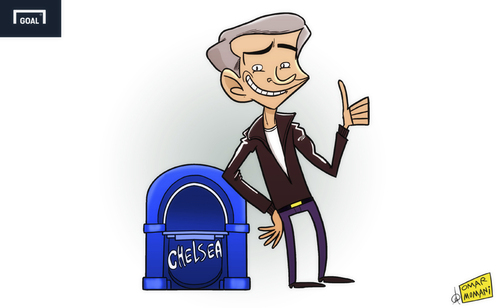 Cartoon: Mourinho brings the Happy Days (medium) by omomani tagged mourinho,chelsea,happy,days,fonzie,jukebox