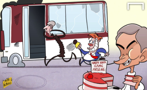Cartoon: Mourinho spoils Wenger party (medium) by omomani tagged arsenal,chelsea,mourinho,premier,league,wenger