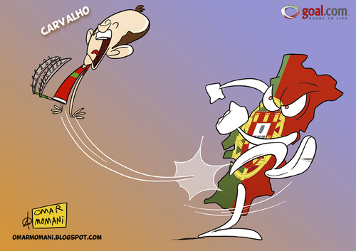 Cartoon: Ricardo Carvalho out (medium) by omomani tagged ricardo,carvalho,real,madrid,portugal,la,liga,spain