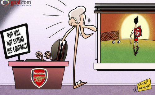 Cartoon: Wenger in shock (medium) by omomani tagged arsenal,van,persie,wenger