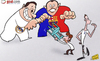 Cartoon: AVB battles (small) by omomani tagged barcelona,gareth,bale,perez,real,madrid,rosell,tottenham,villas,boas