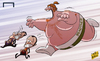 Cartoon: Fat Bendtner (small) by omomani tagged arsenal,barcelona,nicklas,bendtner,perez,real,madrid,rosell