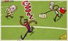 Cartoon: Holloway to block Wenger (small) by omomani tagged arsenal,crystal,palace,ian,holloway,wenger,wilfried,zaha