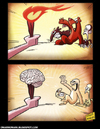 Cartoon: Just a similarity (small) by omomani tagged fire,brain,mind,animals,monkey,bear,wolf