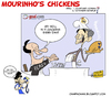 Cartoon: Mourinhos Chickens (small) by omomani tagged mourinho perez raul real madrid shalke inter tottenham lyon champions league