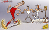 Cartoon: Munich thief (small) by omomani tagged allianz,arena,bayern,munich,champions,league,cristiano,ronaldo,fabio,coentrao,mario,gomez,ramos,real,madrid