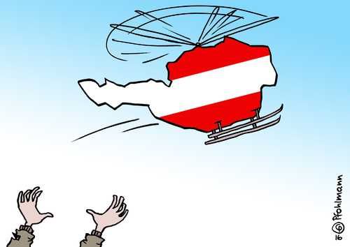 Cartoon: Abflug Österreichs (medium) by Pfohlmann tagged karikatur,cartoon,2016,color,farbe,österreich,grenzen,schließung,schließen,obergrenze,flüchtlinge,flucht,flüchtlingskrise,hubschrauber,helikopter,rettung,rettungshubschrauber,flüchtling,asyl,asylbewerber,einwanderung,migration,abflug,karikatur,cartoon,2016,color,farbe,österreich,grenzen,schließung,schließen,obergrenze,flüchtlinge,flucht,flüchtlingskrise,hubschrauber,helikopter,rettung,rettungshubschrauber,flüchtling,asyl,asylbewerber,einwanderung,migration,abflug