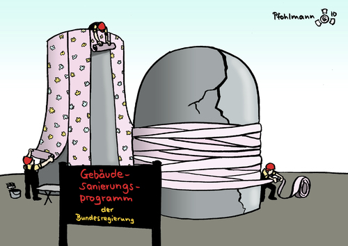 Cartoon: AKW-Sanierung (medium) by Pfohlmann tagged akw,atomkraft,atomkraftwerk,gebäudesanierung,klimaschutz,energiekonzept,energiepolitik,bundesregierung,regierung,energiesparen,laufzeit,laufzeiten,laufzeitverlängerung,akw,atomkraft,atomkraftwerk,gebäudesanierung,klimaschutz,energiekonzept,energiepolitik,bundesregierung