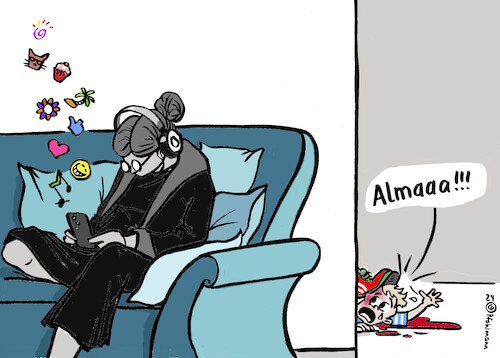 Cartoon: Almaaa (medium) by Pfohlmann tagged alma,almamater,mater,mutter,universität,hochschule,antisemitismus,handy,smartphone,studierende,studenten,gewalt,nahostkonflikt,gaza,palästinenser,hamas,terror,israel,juden,judenfeindlichkeit,alma,almamater,mater,mutter,universität,hochschule,antisemitismus,handy,smartphone,studierende,studenten,gewalt,nahostkonflikt,gaza,palästinenser,hamas,terror,israel,juden,judenfeindlichkeit