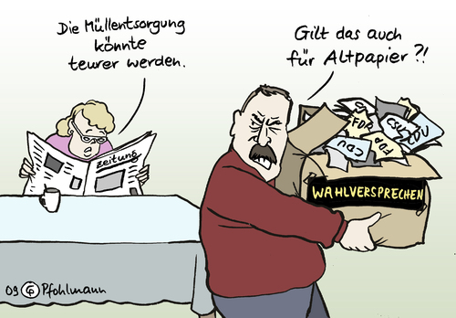 Gelbe Ordner von Pfohlmann, Politik Cartoon